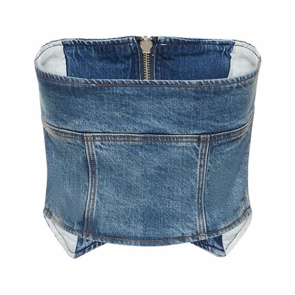 🌺🎉HP🎉🌺 NWT Reformation Ena Denim Bustier Top - Picture 10 of 16